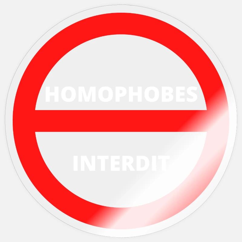 HOMOPHOBES INTERDIT - Sticker taille S (10 x 10 cm) - brillant transparent