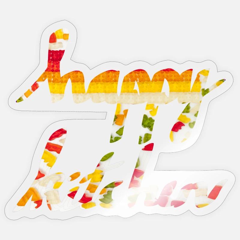 happy kitchen - Sticker size S (10 x 10 cm) - transparent glossy