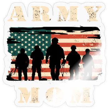 Armee Mutter mit USA Flagge - Sticker Größe S (10 x 10 cm) - Transparent glänzend - Vorne