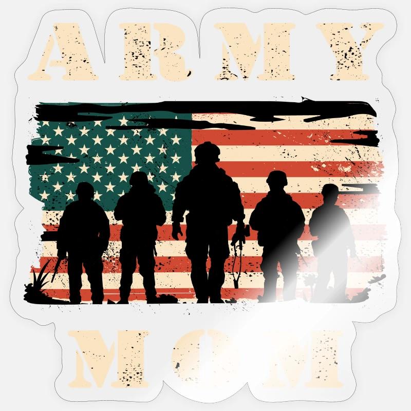 Armee Mutter mit USA Flagge - Sticker Größe S (10 x 10 cm) - Transparent glänzend