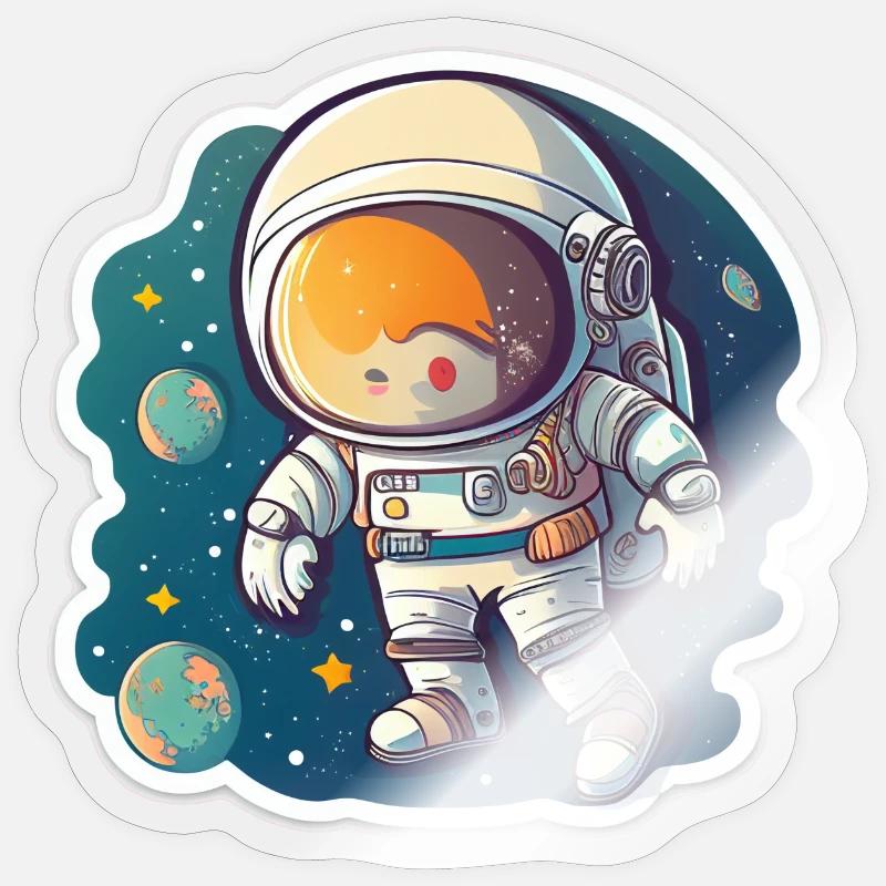 Aventure spatiale - Sticker taille S (10 x 10 cm) - brillant transparent