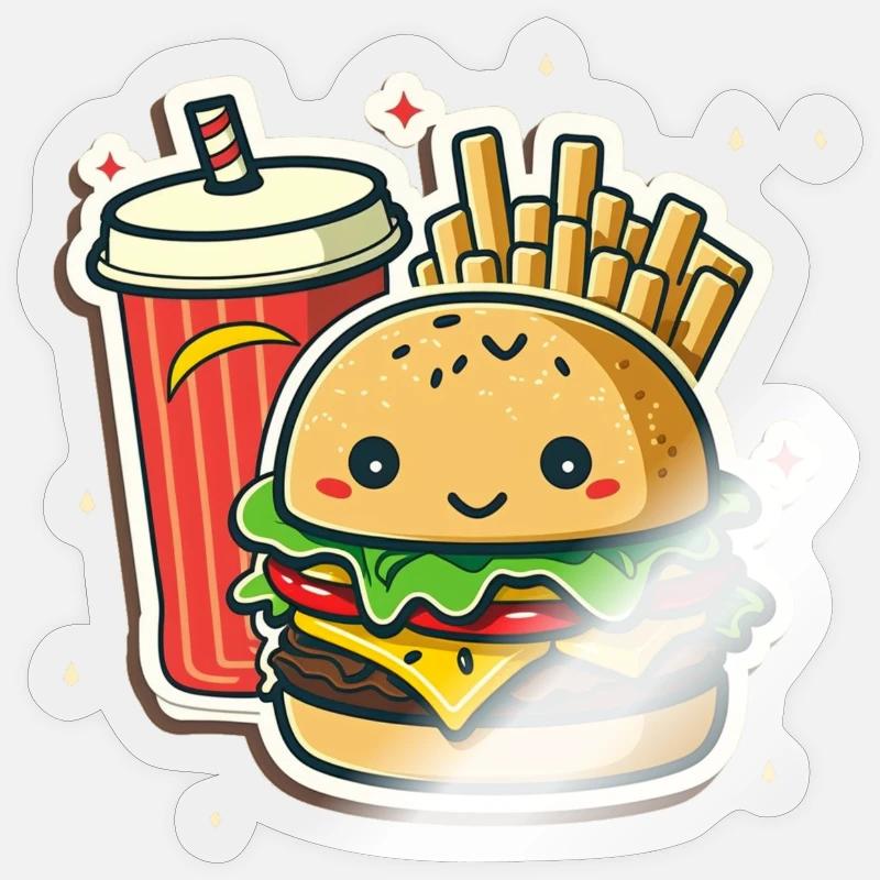 Menu burger - Sticker taille S (10 x 10 cm) - brillant transparent