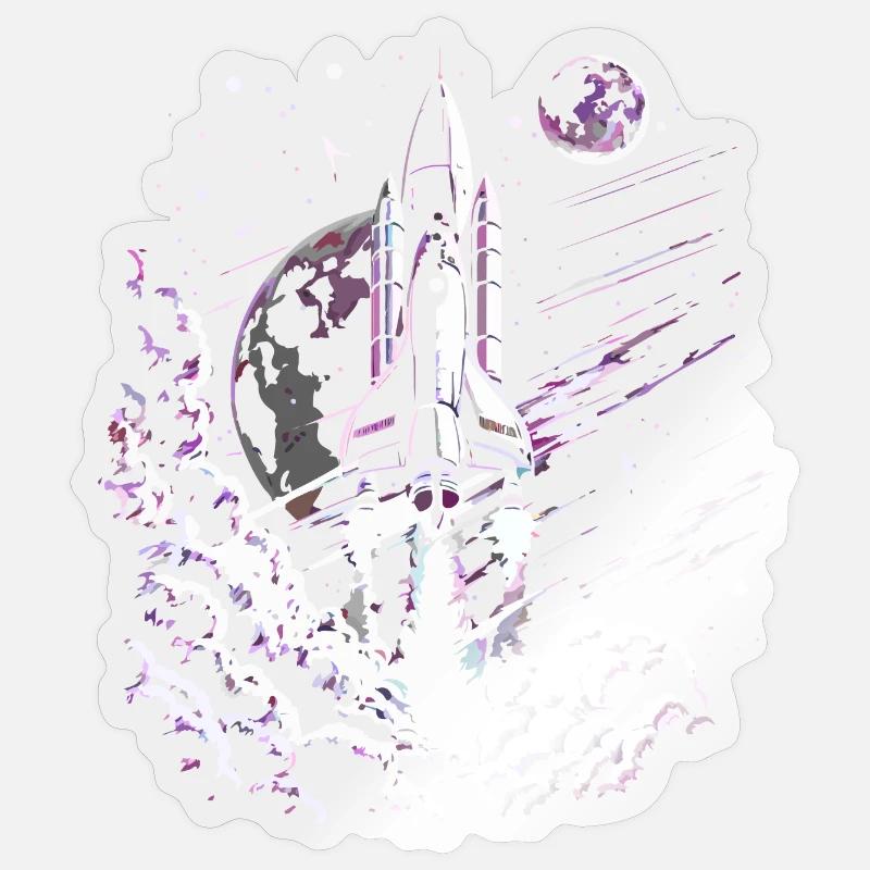 Rocket at take-off - Sticker size S (10 x 10 cm) - transparent glossy