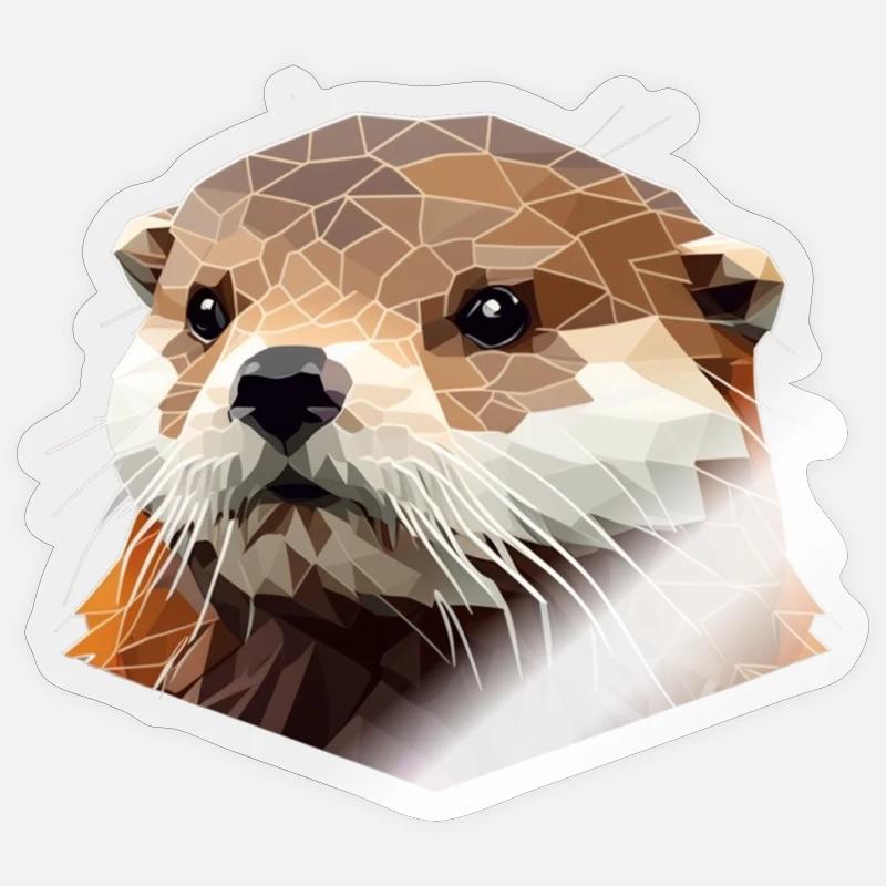 Polygon Otter - Sticker Größe S (10 x 10 cm) - Transparent glänzend