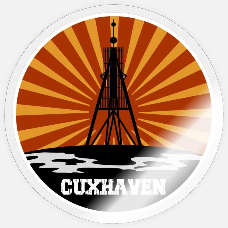 Cuxhaven Retro Skyline - Sticker taille S (10 x 10 cm) - brillant transparent