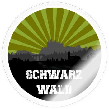 Schwarzwald Retro Skyline - Sticker Größe S (10 x 10 cm) - Transparent glänzend - Vorne