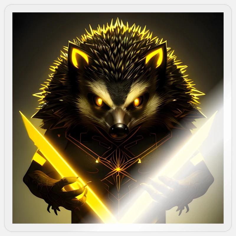Leuchtend gelber Igel - Sticker Größe S (10 x 10 cm) - Transparent glänzend