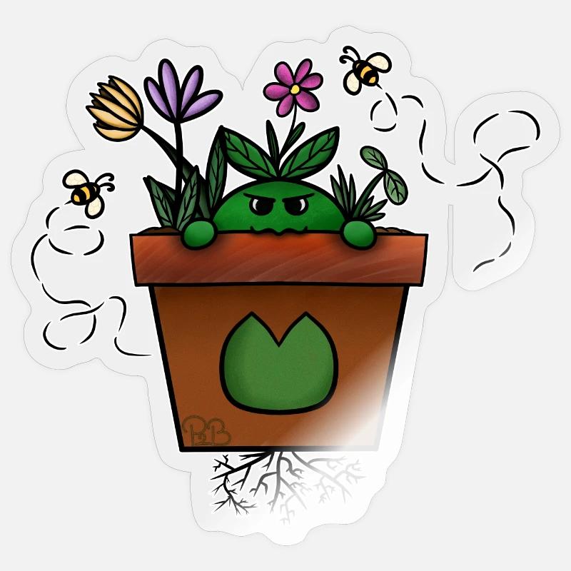 Pot2Shoot! Von Pousse2Bamboo ! - Sticker Größe S (10 x 10 cm) - Transparent glänzend