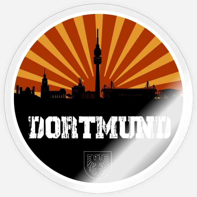 Dortmund Skyline Retro Sticker size S (10 x 10 cm)