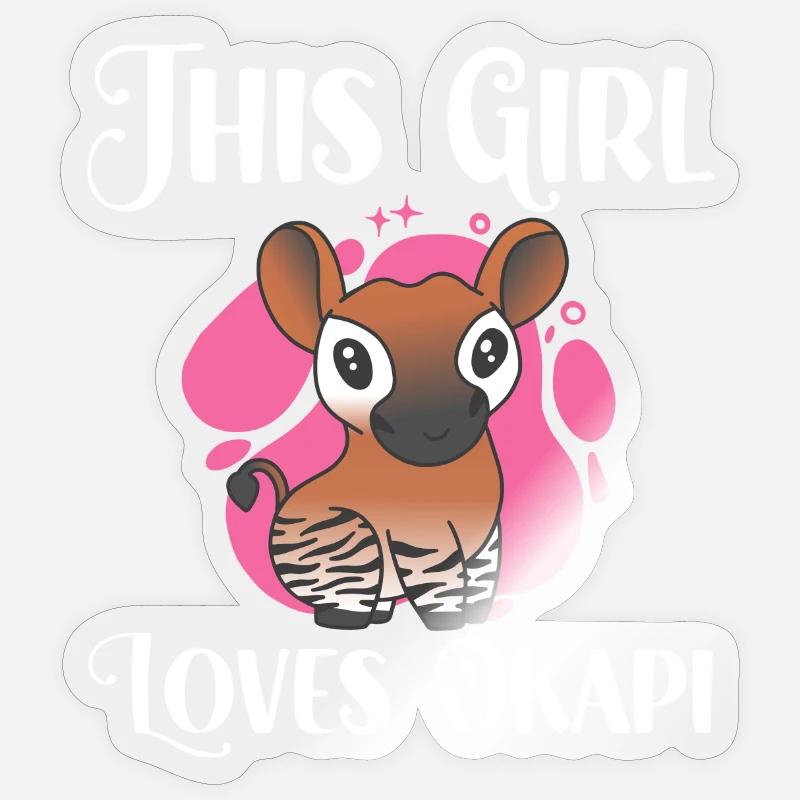 This girl loves okapi - Sticker size S (10 x 10 cm) - transparent glossy
