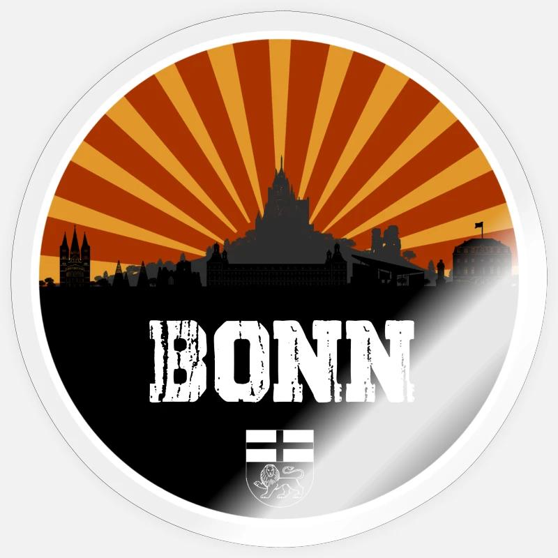 Bonn Skyline Rétro - Sticker taille S (10 x 10 cm) - brillant transparent