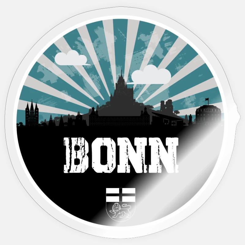 L’heure bleue de Bonn Skyline - Sticker taille S (10 x 10 cm) - brillant transparent