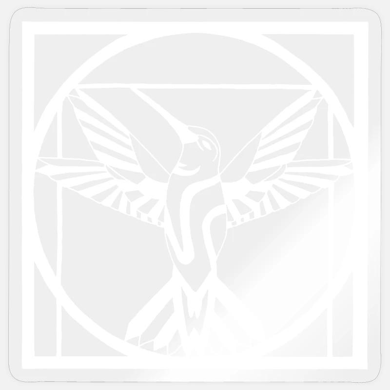 Vitruvian white bird - Sticker size S (10 x 10 cm) - transparent glossy