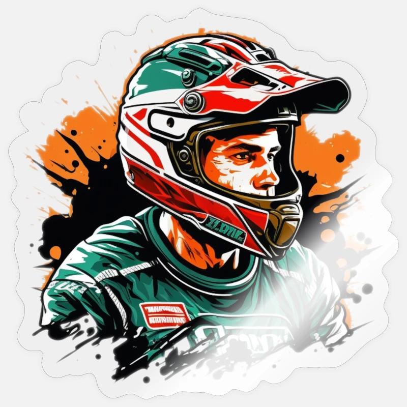 Rennfahrer Farbexplosion Sticker Größe S (10 x 10 cm)
