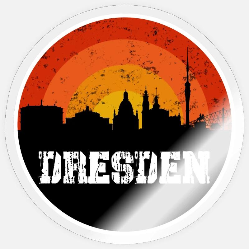 Dresden Skyline - Sticker Größe S (10 x 10 cm) - Transparent glänzend