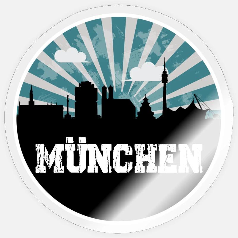 L’heure bleue de Munich Skyline - Sticker taille S (10 x 10 cm) - brillant transparent