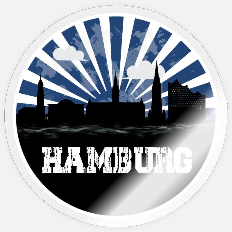Hambourg Home Game Skyline - Sticker taille S (10 x 10 cm) - brillant transparent
