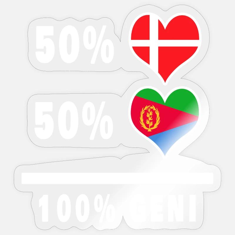 Drapeau 100% génie de l’Erythrée et du Danemark Sticker taille S (10 x 10 cm)