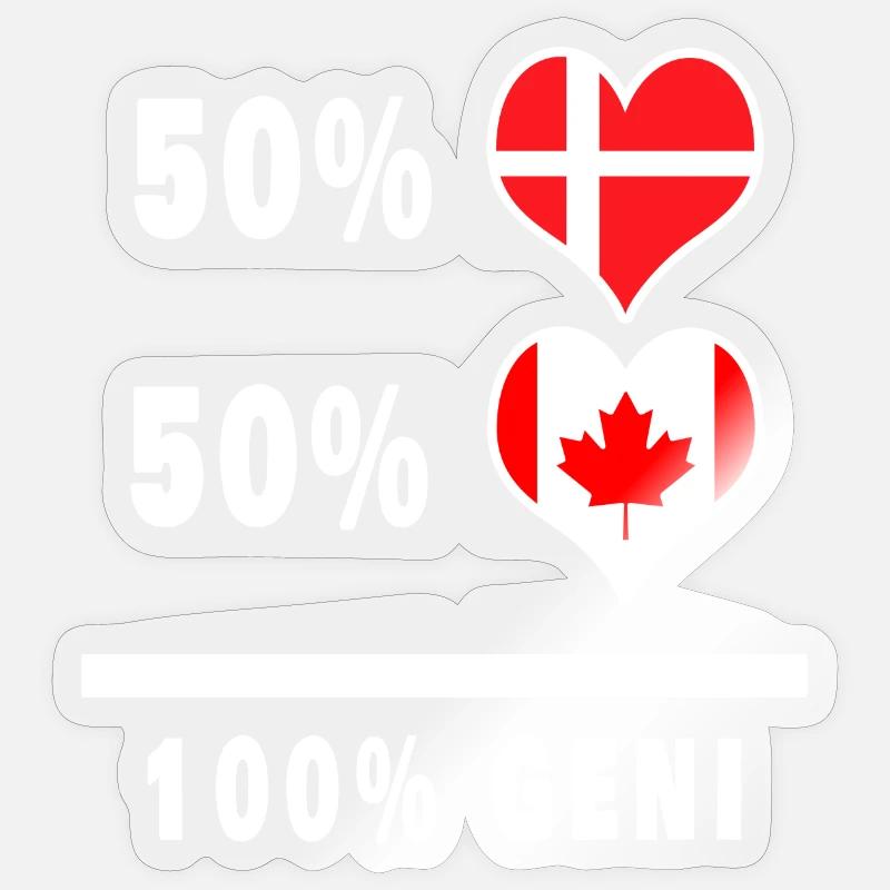 Canada og Danmark 100% geni flag - Sticker størrelse S (10 x 10 cm) - gennemsigtig blank