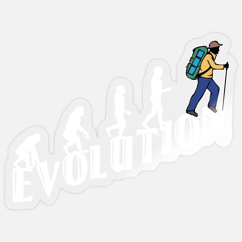 Evolution Wanderer Wandern Wanderung Bergwanderung - Sticker Größe S (10 x 10 cm) - Transparent glänzend