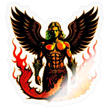 Engel in Feuer - Sticker Größe S (10 x 10 cm) - Transparent glänzend - Vorne