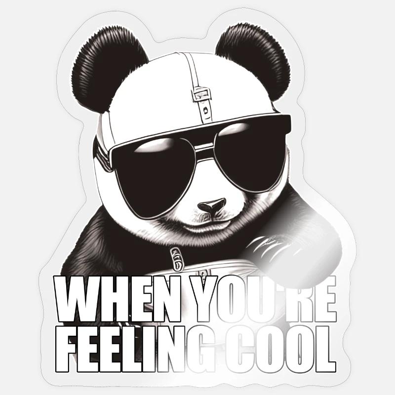 Cool panda feeling good Sticker Größe S (10 x 10 cm)