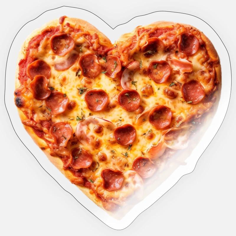 Herz-Pepperoni Pizza Muster - Sticker Größe S (10 x 10 cm) - Transparent glänzend