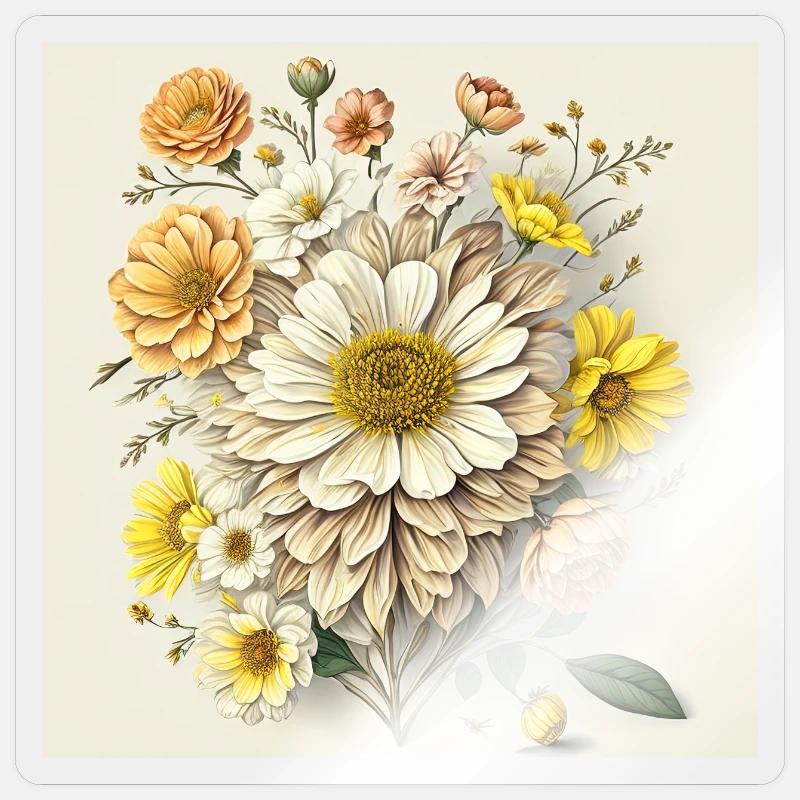 Fleur - Sticker taille S (10 x 10 cm) - brillant transparent