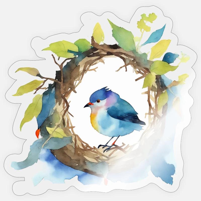 Oiseau - Sticker taille S (10 x 10 cm) - brillant transparent
