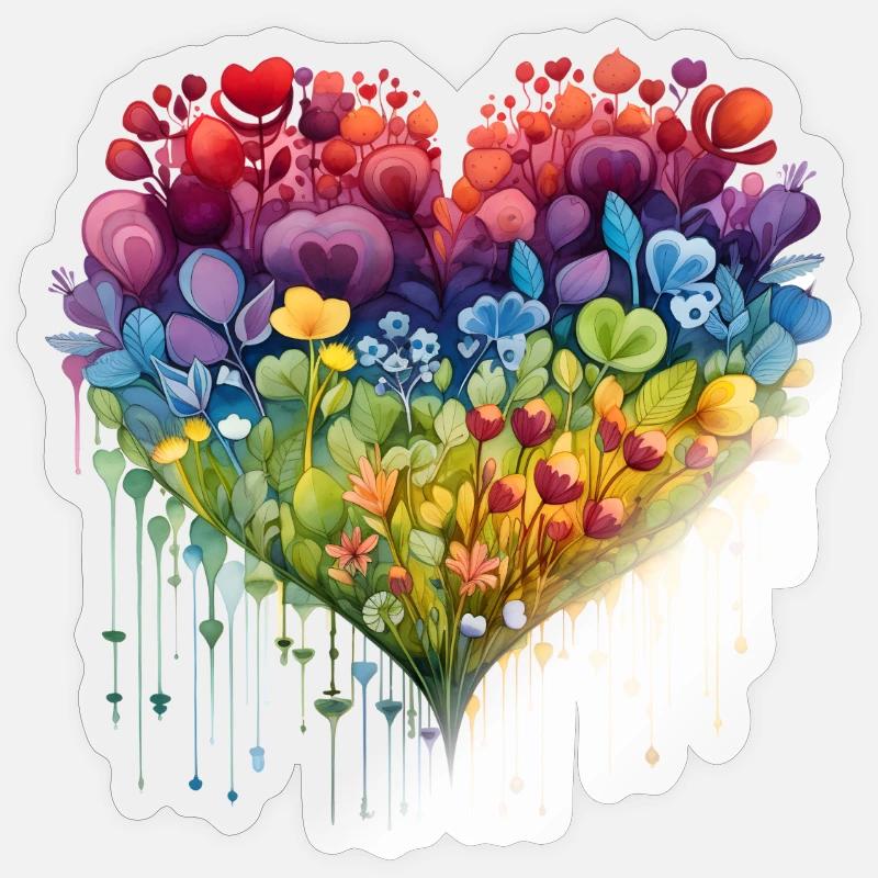 Cœur de fleur - Sticker taille S (10 x 10 cm) - brillant transparent