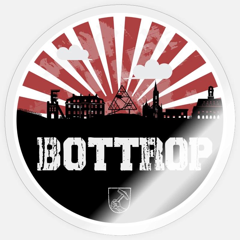 Bottrop Skyline Rouge & Blanc - Sticker taille S (10 x 10 cm) - brillant transparent