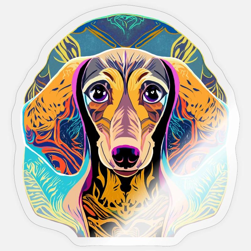 Dackel - Sticker Größe S (10 x 10 cm) - Transparent glänzend