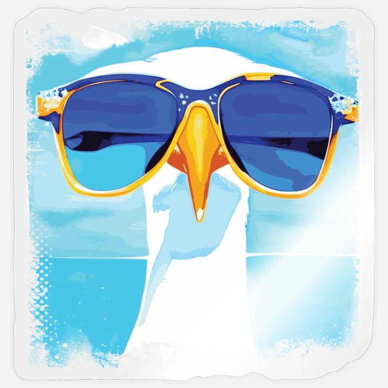 Möwe - blue white Möwen Collection - Sticker Größe S (10 x 10 cm) - Transparent glänzend
