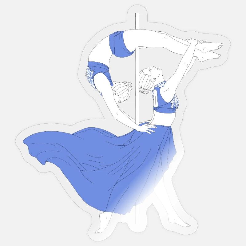 Pole Dance Blue Impression Sticker taille S (10 x 10 cm)
