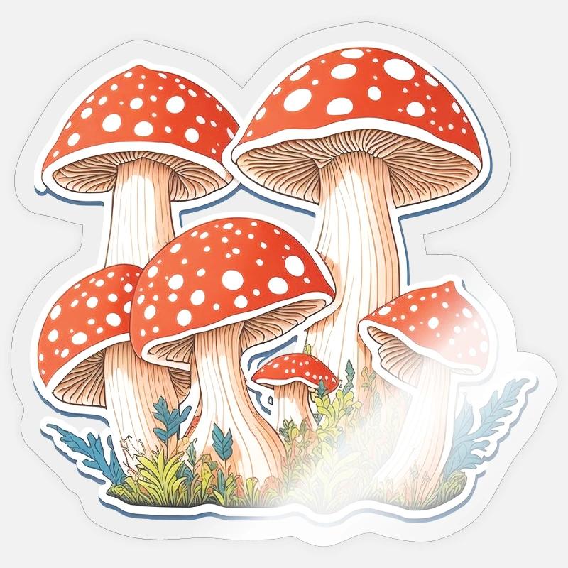 Tabourets crapauds, champignons Sticker taille S (10 x 10 cm)