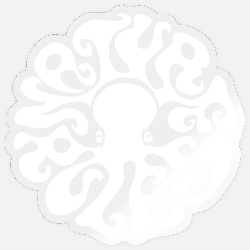 NATURE RULES! psychedelic octopus sixties weiß Sticker Größe S (10 x 10 cm)