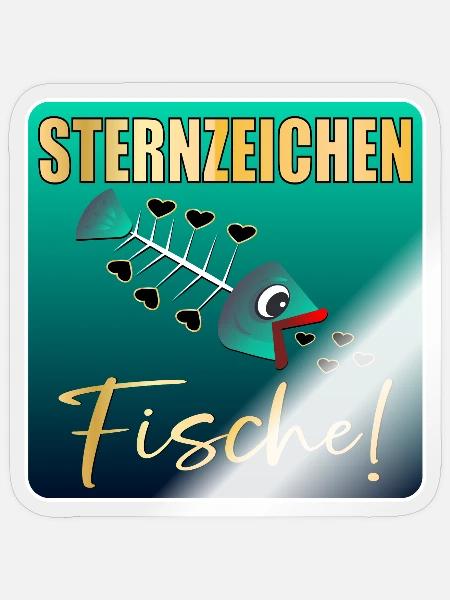 Sternzeichen Fische Geburtstag - Sticker Größe S (10 x 10 cm) - Transparent glänzend