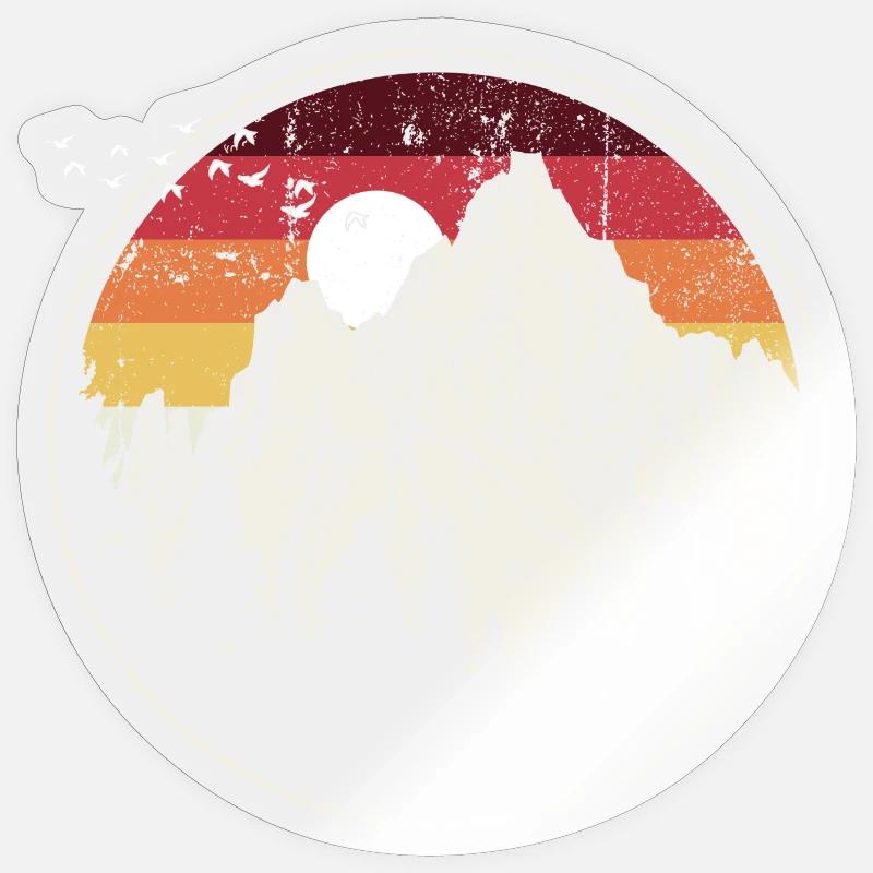 Retro Mountain Sunset Circle - Sticker size S (10 x 10 cm) - transparent glossy