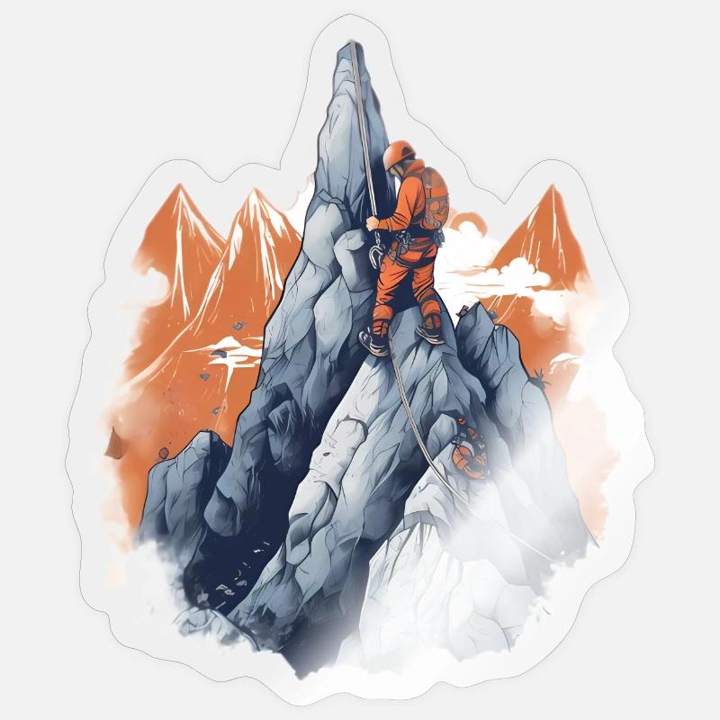 Bergsteiger beim Gipfelaufstieg - Sticker Größe S (10 x 10 cm) - Transparent glänzend