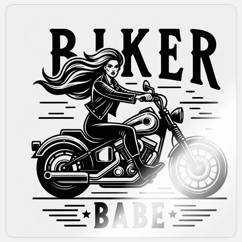 Biker Babe - Sticker size S (10 x 10 cm) - transparent glossy