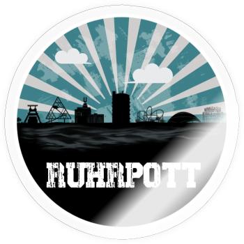 Ruhrpott Blue Hour Skyline - Sticker Größe S (10 x 10 cm) - Transparent glänzend - Vorne