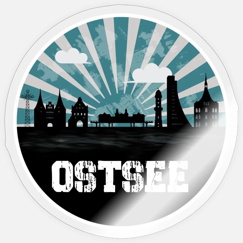 Ostsee Blue Hour Skyline - Sticker Größe S (10 x 10 cm) - Transparent glänzend