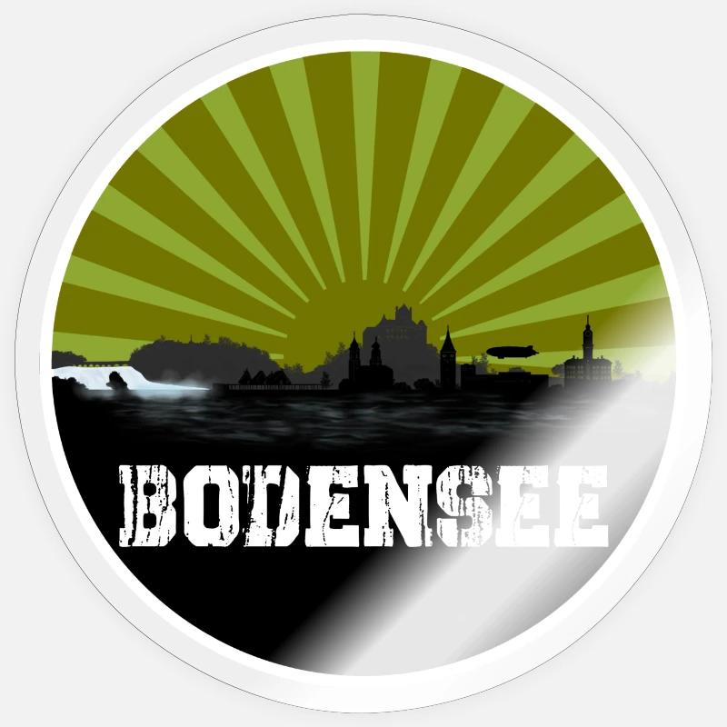 Bodensee Retro Skyline - Sticker Größe S (10 x 10 cm) - Transparent glänzend