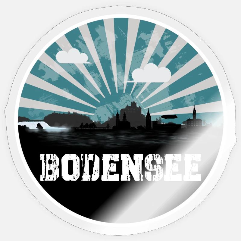 Horizon de l’heure bleue du lac de Constance Sticker taille S (10 x 10 cm)