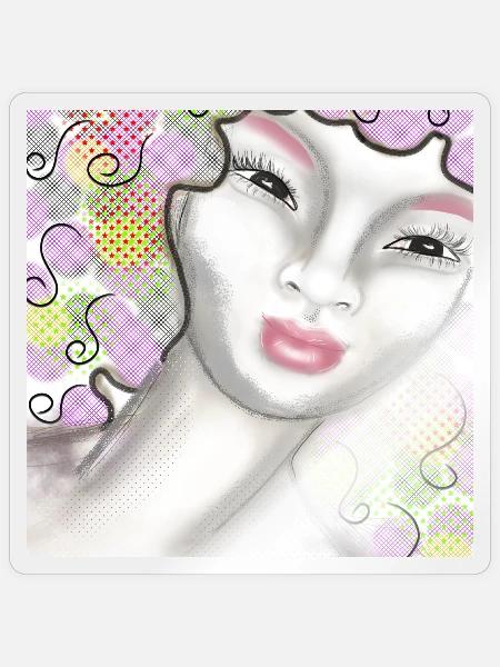 Kunstvolle Frauenportrait mit Pastellfarben - Sticker Größe S (10 x 10 cm) - Transparent glänzend