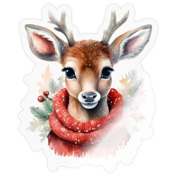 Reh Deer Christmas - Sticker Größe S (10 x 10 cm) - Transparent glänzend - Vorne