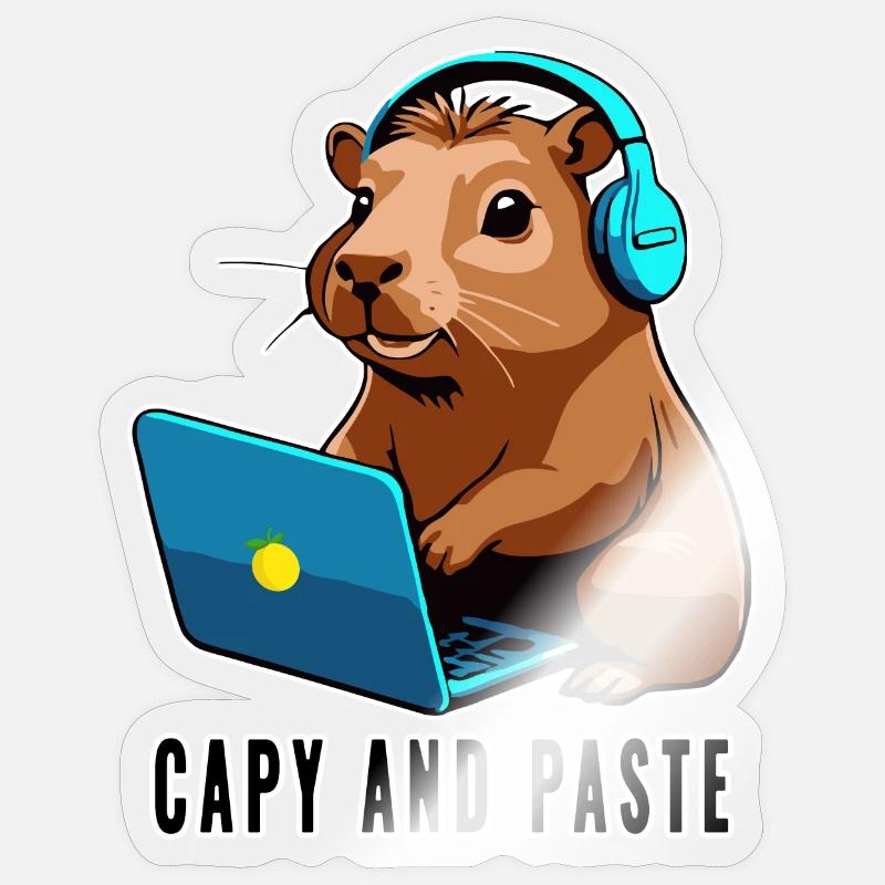 Capybara mit Witz Capy and Paste Sticker Größe S (10 x 10 cm)
