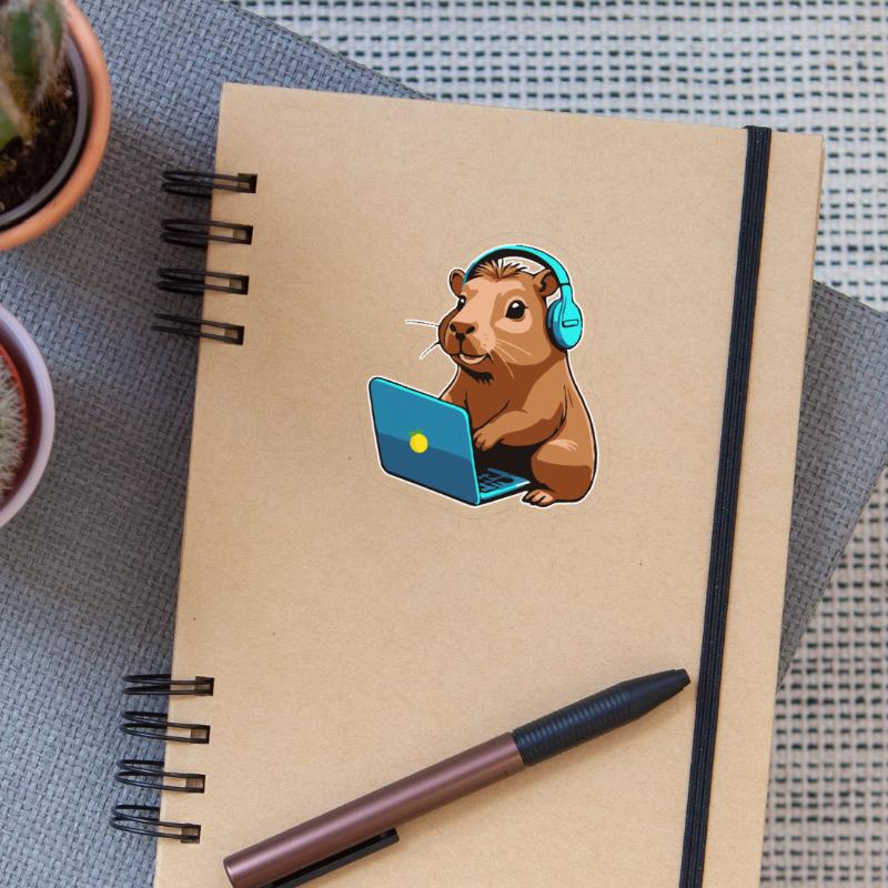 Capybara Programmierer Coder Computer Sticker Größe S (10 x 10 cm)