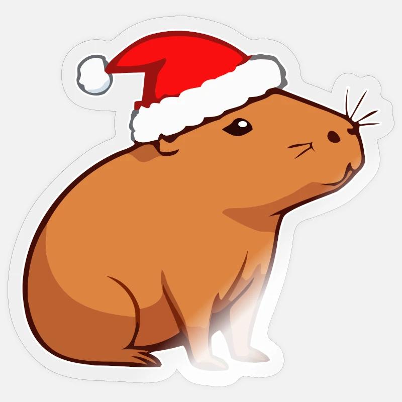 Capybara Christmas - Sticker size S (10 x 10 cm) - transparent glossy