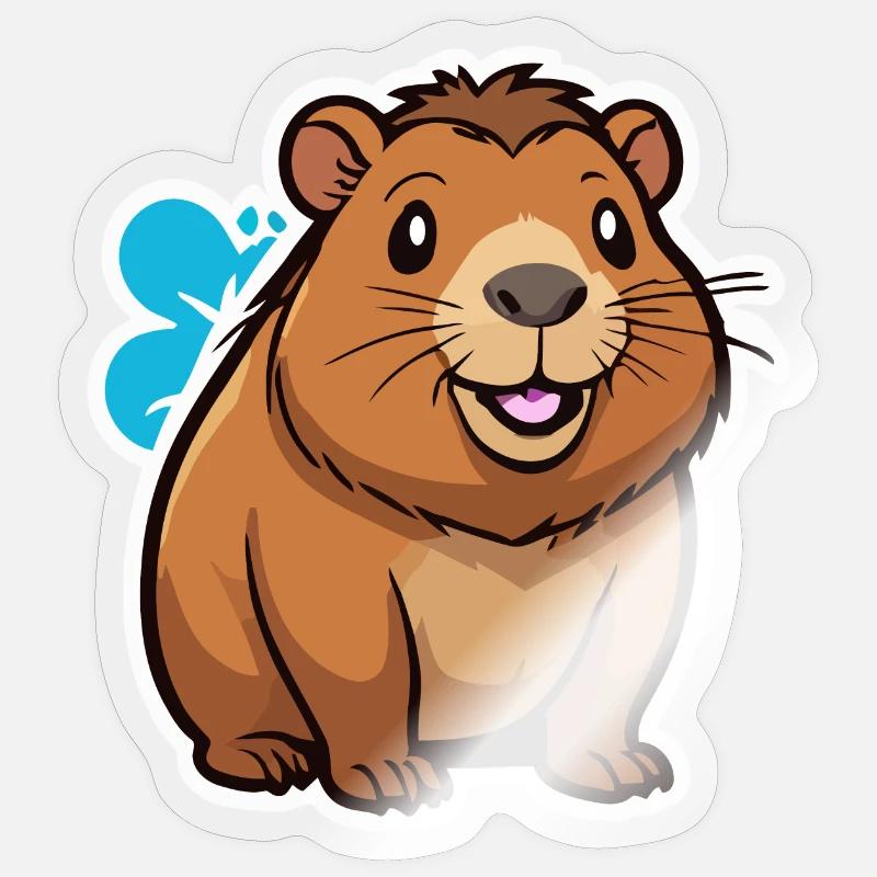 Capybara - Sticker taille S (10 x 10 cm) - brillant transparent